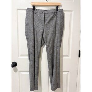 Talbots Petite Raleigh Wool Black White Houndstooth Plaid Pants Stretch 14 WP